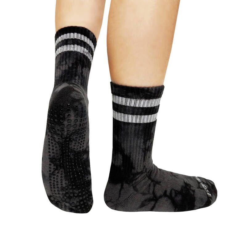 Black Tie Dye Pilates Grip High Socks