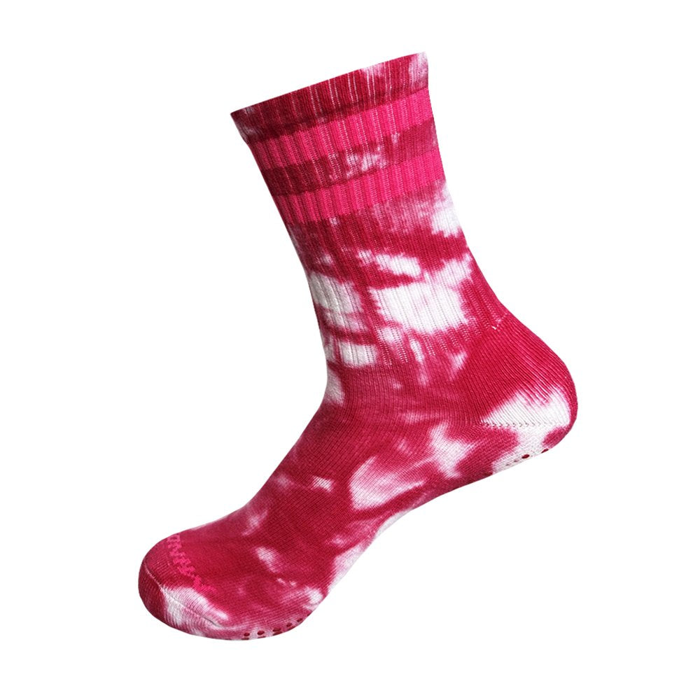 Pink Tie Dye Pilates Grip High Socks