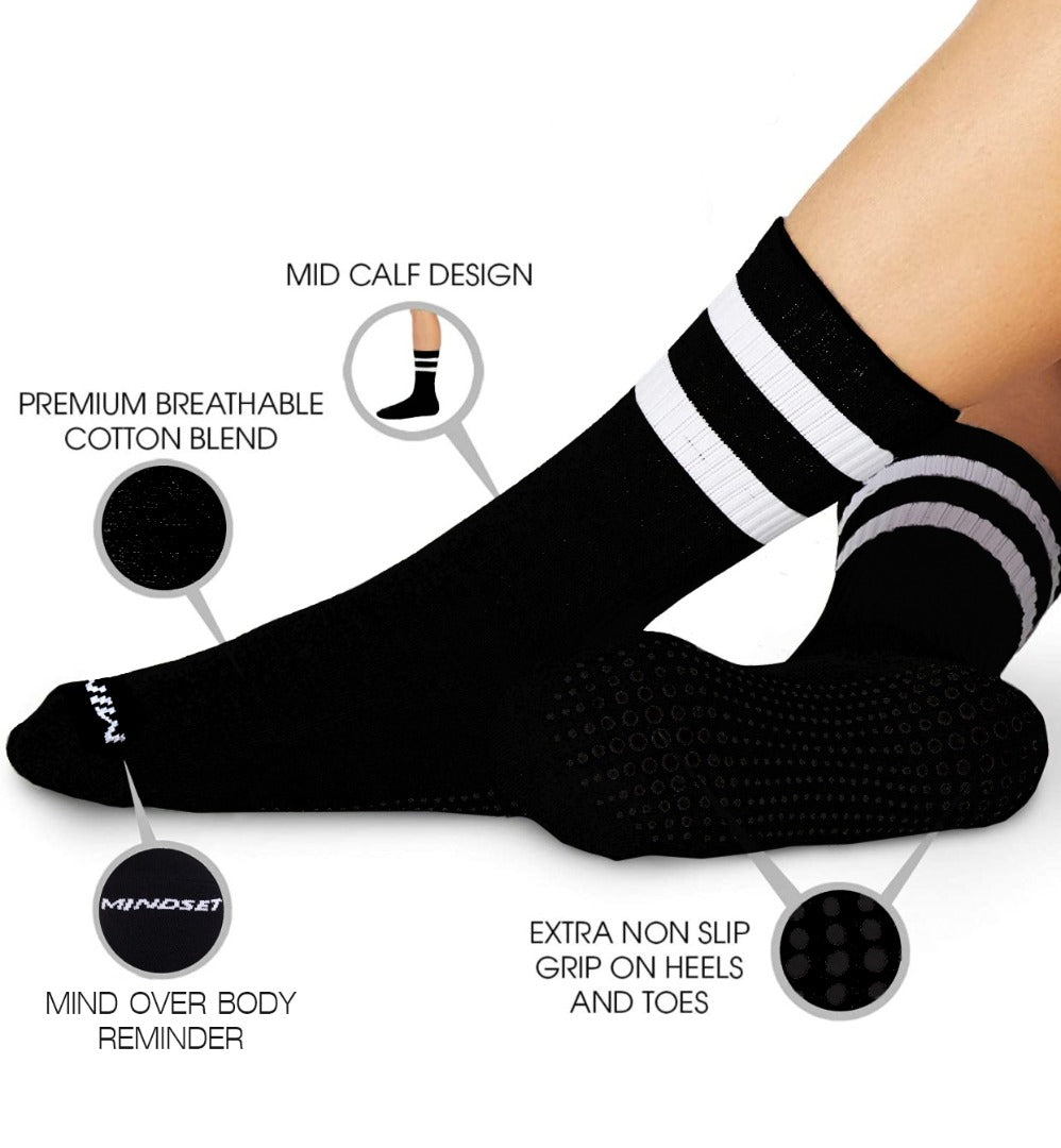 Dark Green Pilates Grip High Socks