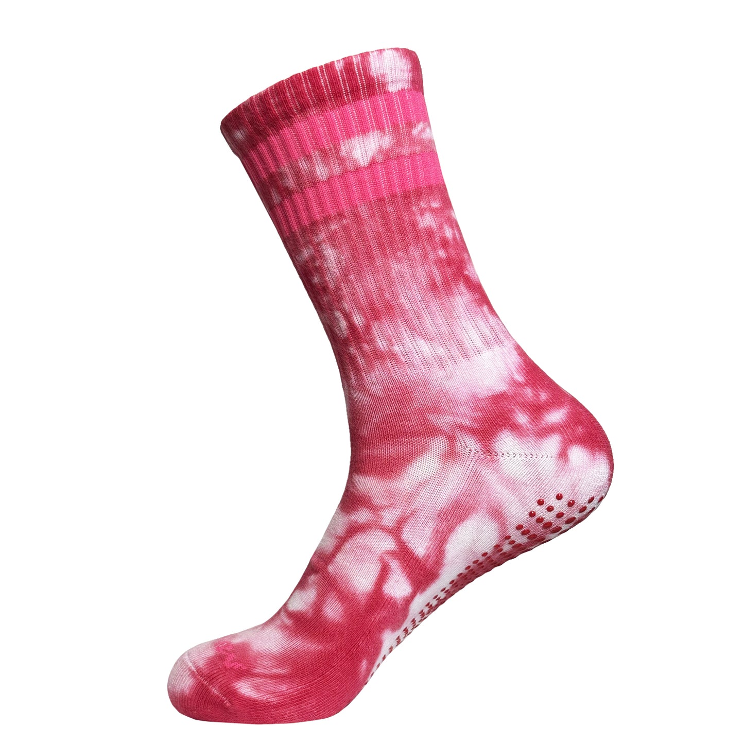 Pink Tie Dye Pilates Grip High Socks