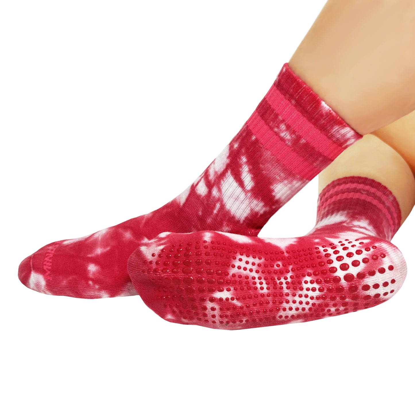 Pink Tie Dye Pilates Grip High Socks