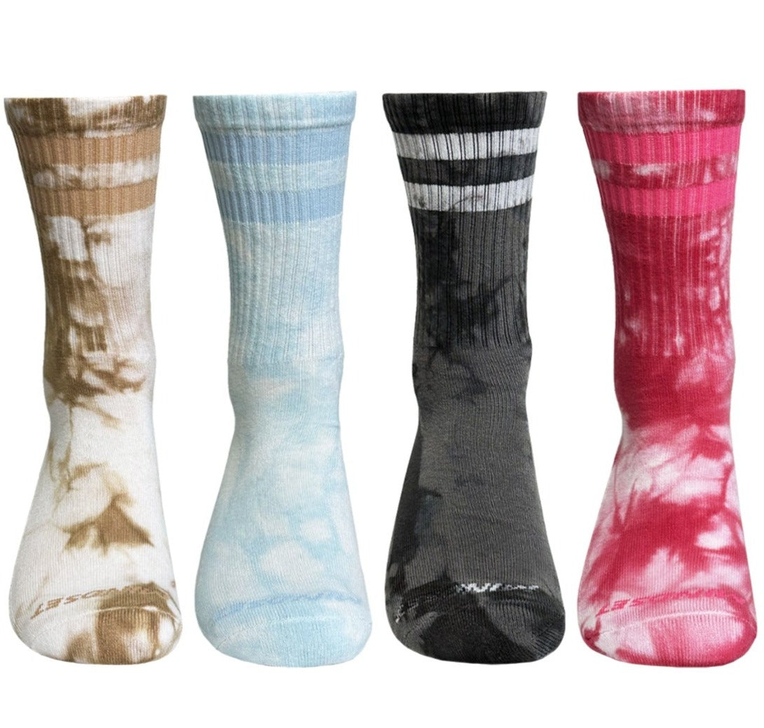 4 Pairs Tie Dye Pilates Grip High Socks